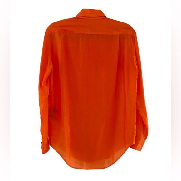Ralph Lauren Black Label 100% Mulberry Silk Orange Button Up Top Size 2 525.00 - Picture 2 of 13